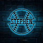 Custom Baseball Metal Wall Art With Led Light, Personalized Baseball Player Name Sign Decoration For Room, Baseball Metal Led Decor,baseball